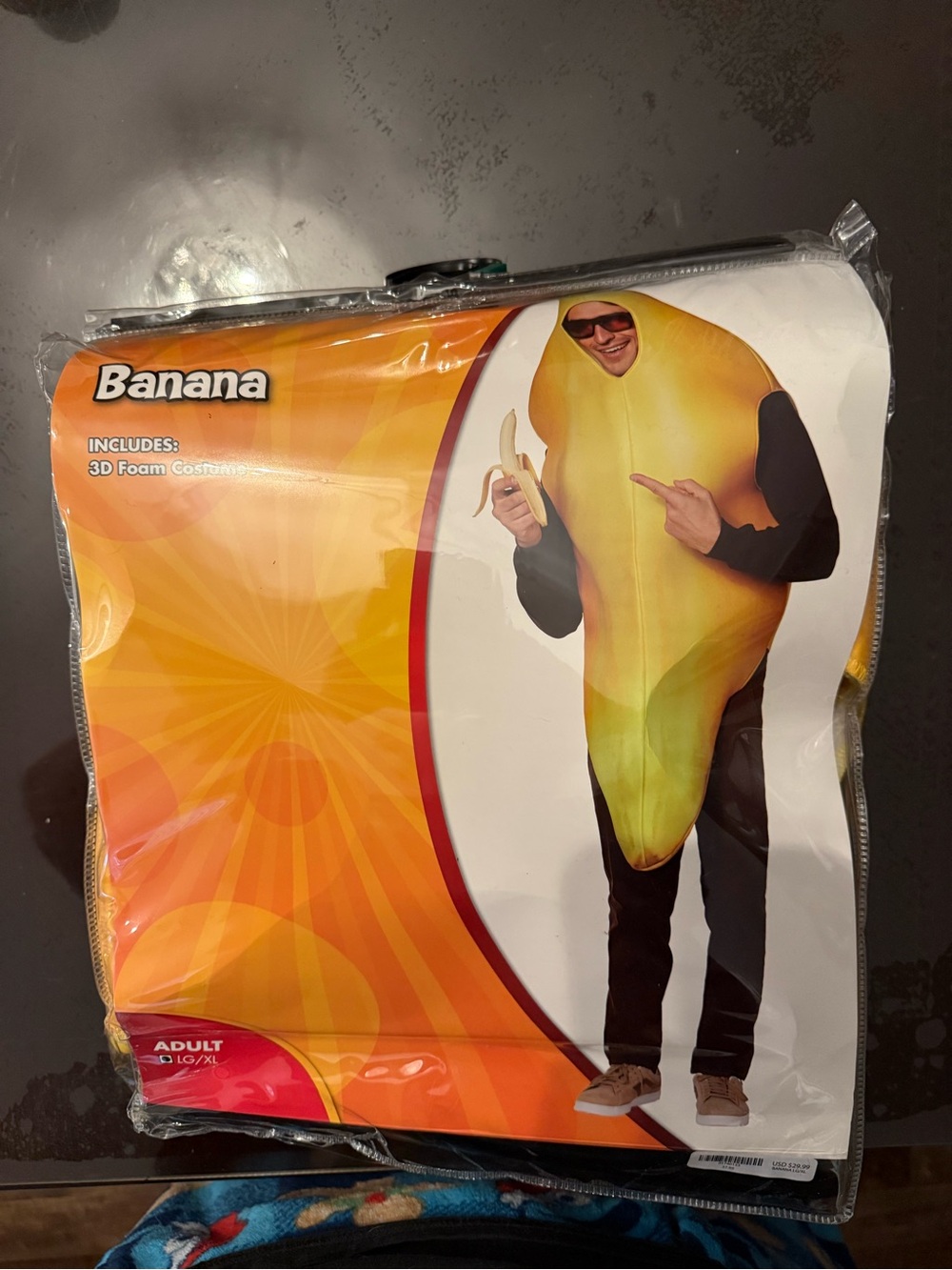 Banana Halloween Costume Adult LG/XL 3D Foam Novelty Costume New